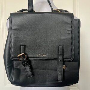 Loume Black Faux Leather Mini Backpack Handbag